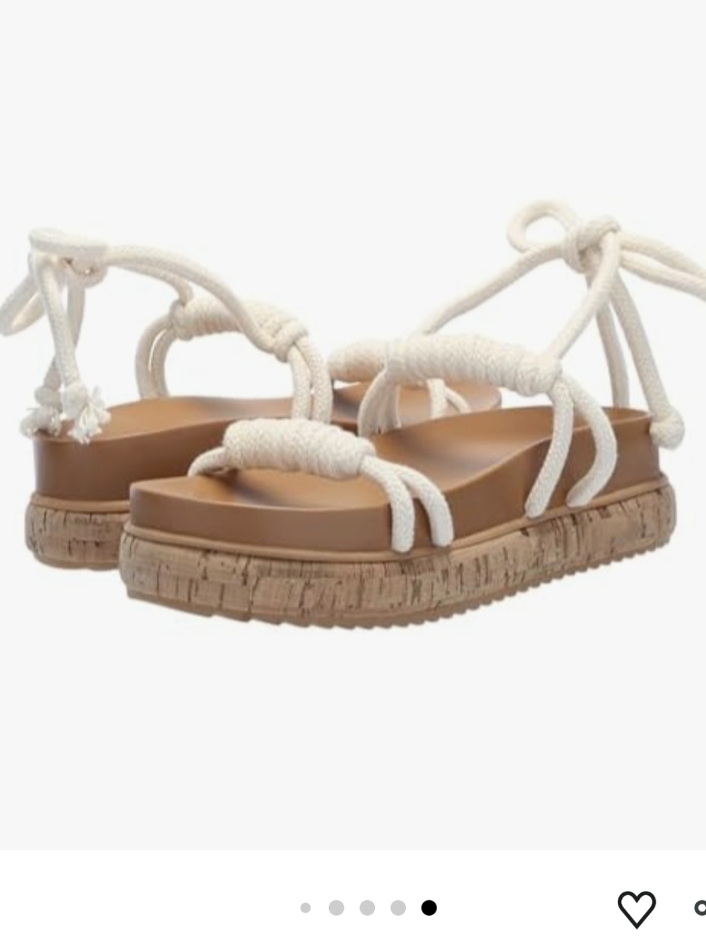 Schutz Nagie Cru lvory FlatWedge Cork Heel Tie UpRope Sandals. - Picture 13 of 13